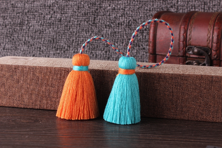 New color-offset double-ended cotton thread tassel handcrafted clothing, cheongsam with lapel button and Chinese-style classical tassel pendant pic 29