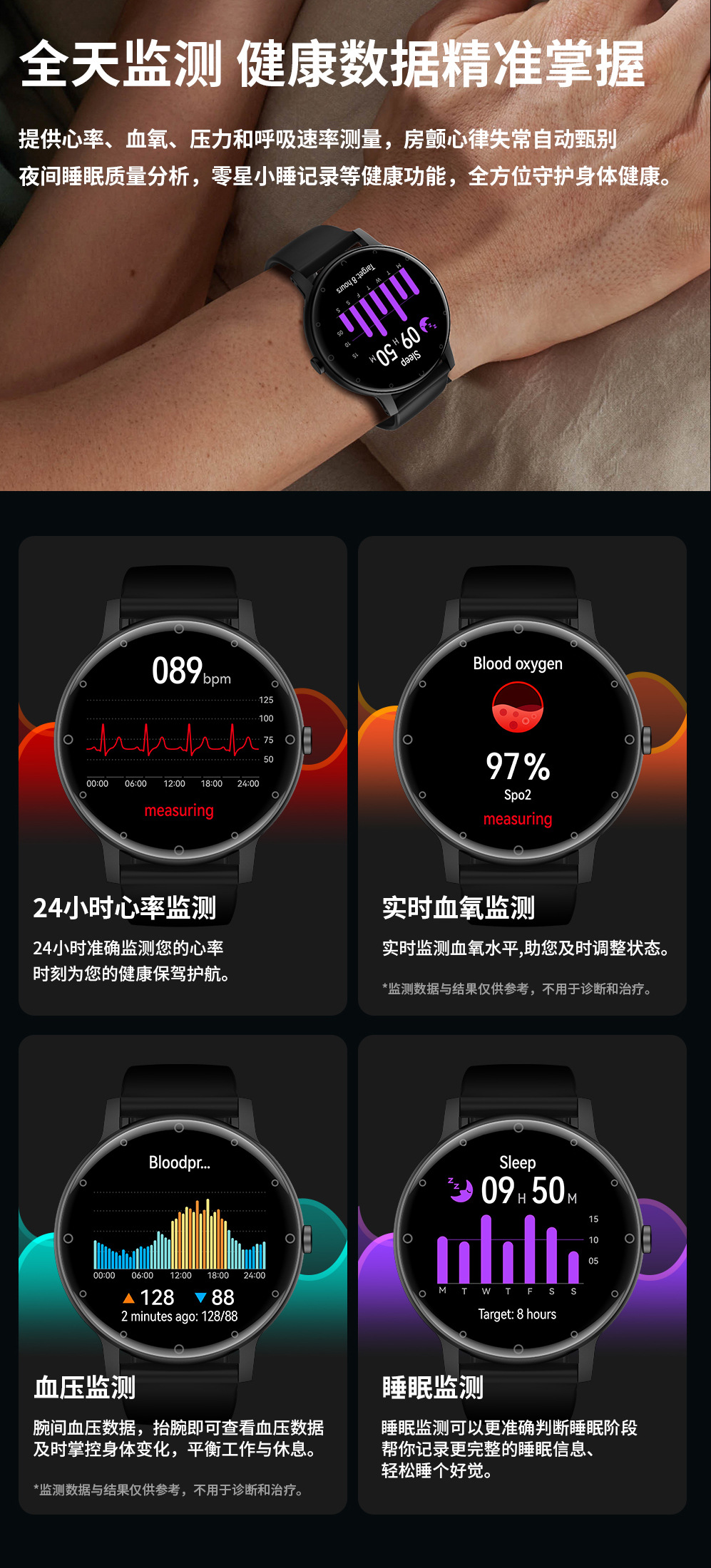 智能手表华强北S88智能手环睡眠心率血糖监测蓝牙男士运动手表详情8