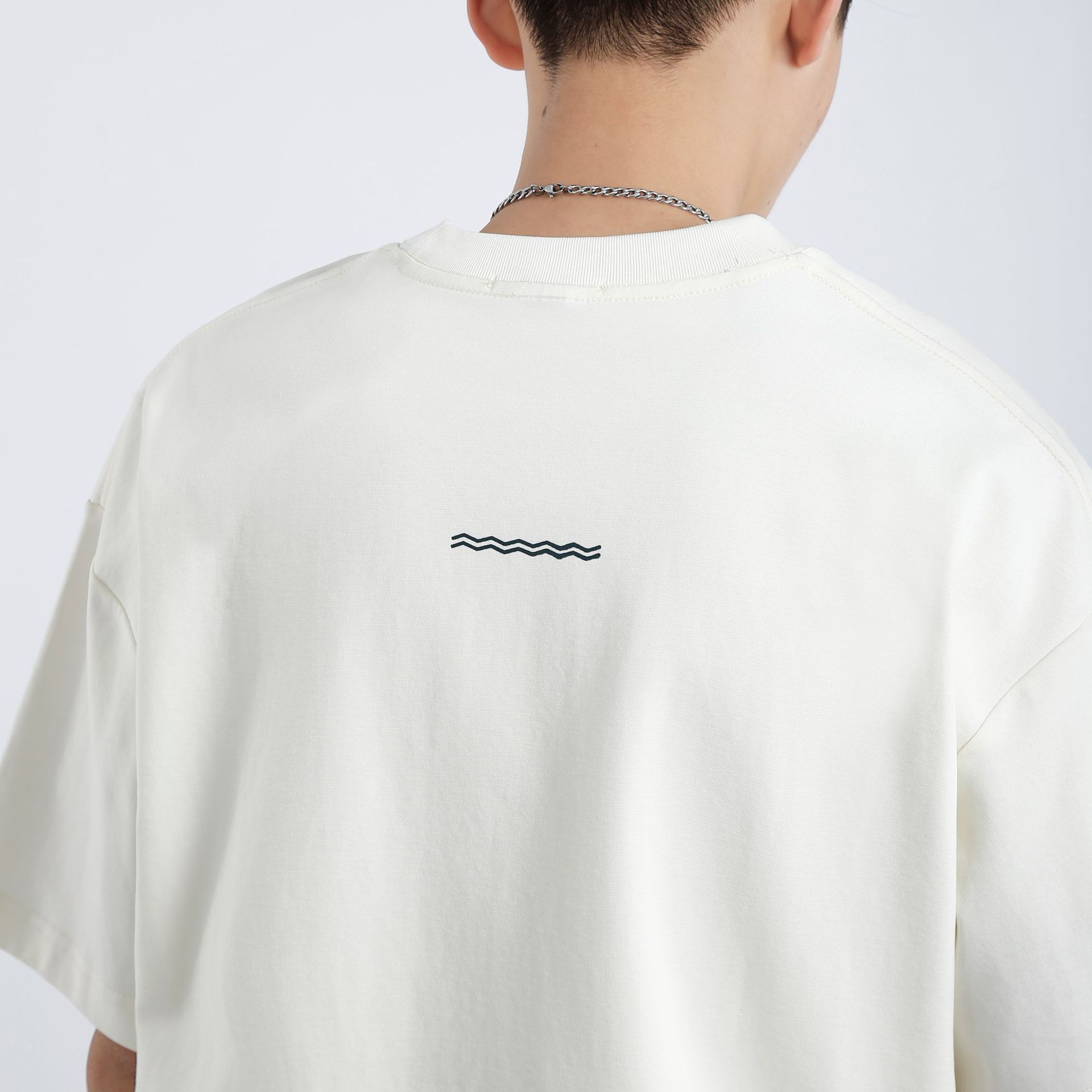 阿尔图220G重磅纯白印花短袖t恤男潮牌潮流夏季休闲宽松圆领上衣详情6