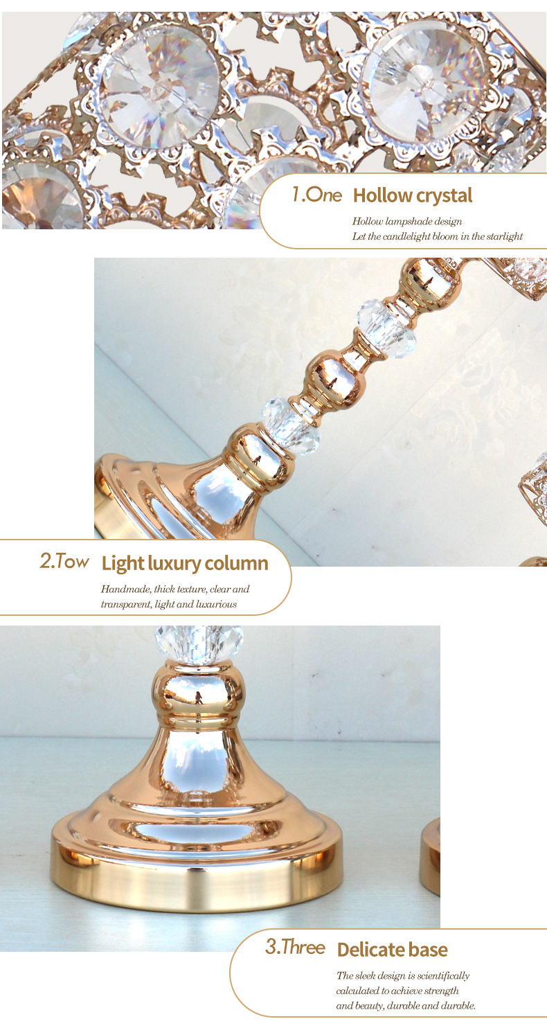 Cross-border best-selling European-style iron dining table candlestick ornaments, crystal candlesticks, home decorations, candlelight dinner props, candlesticks pic 8