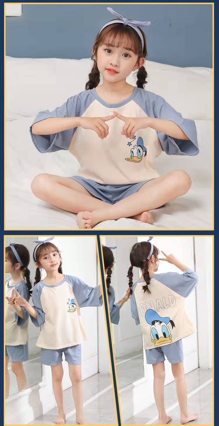 儿童女童睡衣夏纯棉短袖夏季薄款女孩公主中大童全棉家居服套装详情11