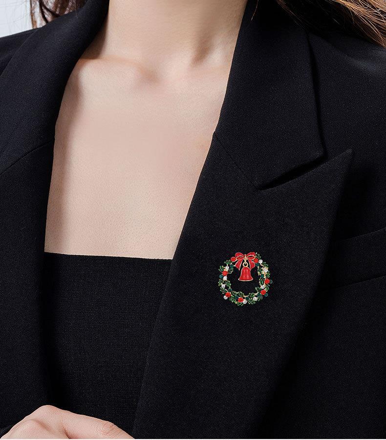 韩国圣诞胸针圣诞节礼红色花环铃铛物潮花环别针毛衣外套高级配饰详情6