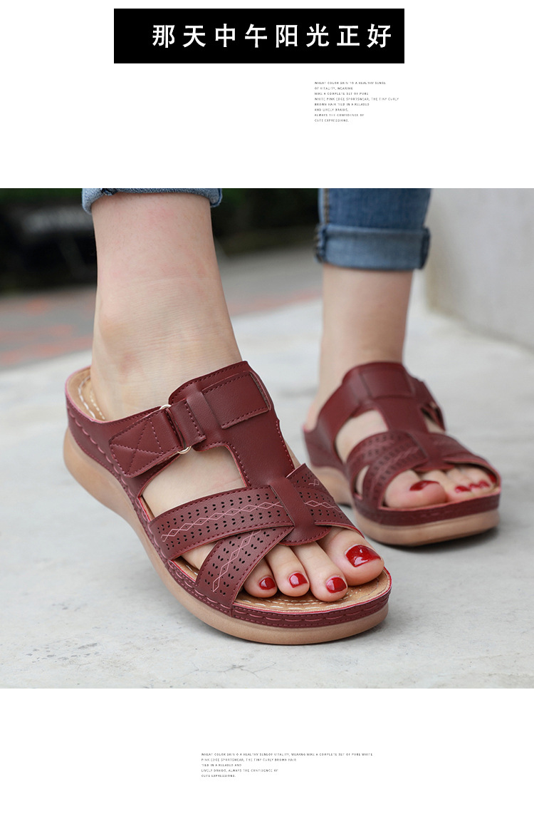 New European and American sandals for women, cross-border car line, mom shoes, large-sized sandals, wedge heel slippers, one-piece consignment pic 35