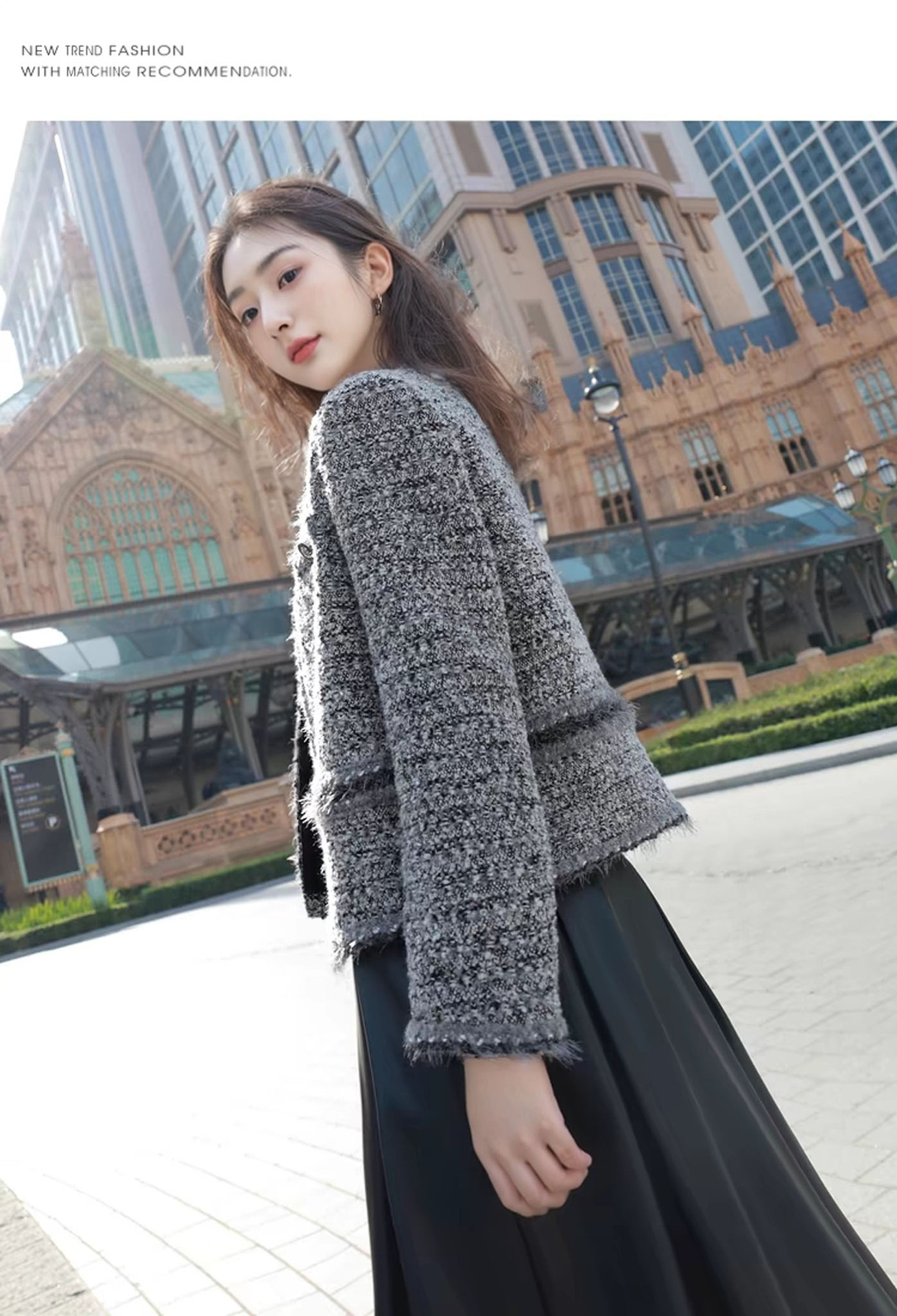 san@collection invierno 2024 nueva mujer pequeña fragancia tweed lana abrigo temperamento abrigo francés pic 12