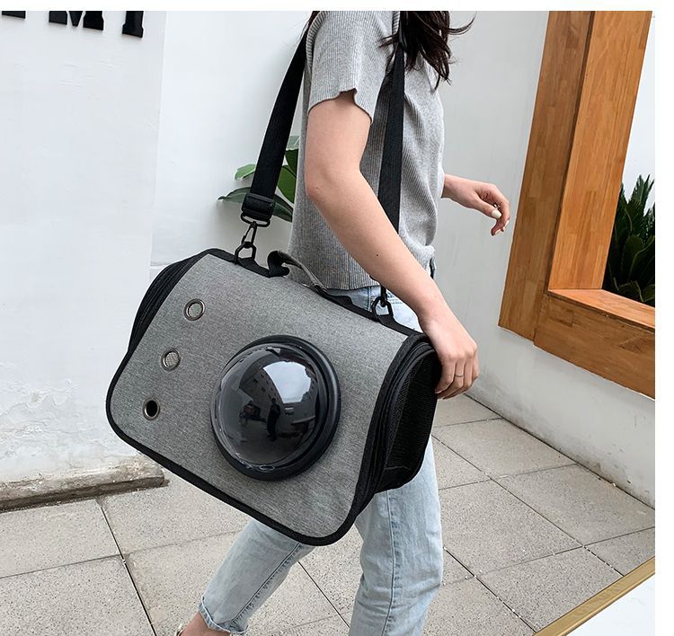 外出新款便携单肩背包手提透明宠物折叠猫咪狗狗太空舱透气外带详情28