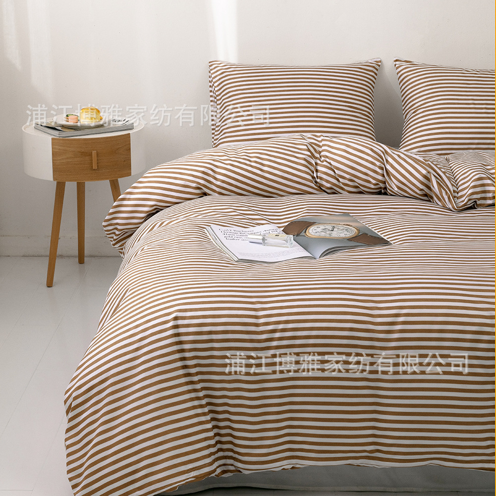 Cross-border supply Amazon best-selling bedding two-piece set, duvet cover, pillowcase, checkered and striped three-piece set manufacturer wholesale pic 8