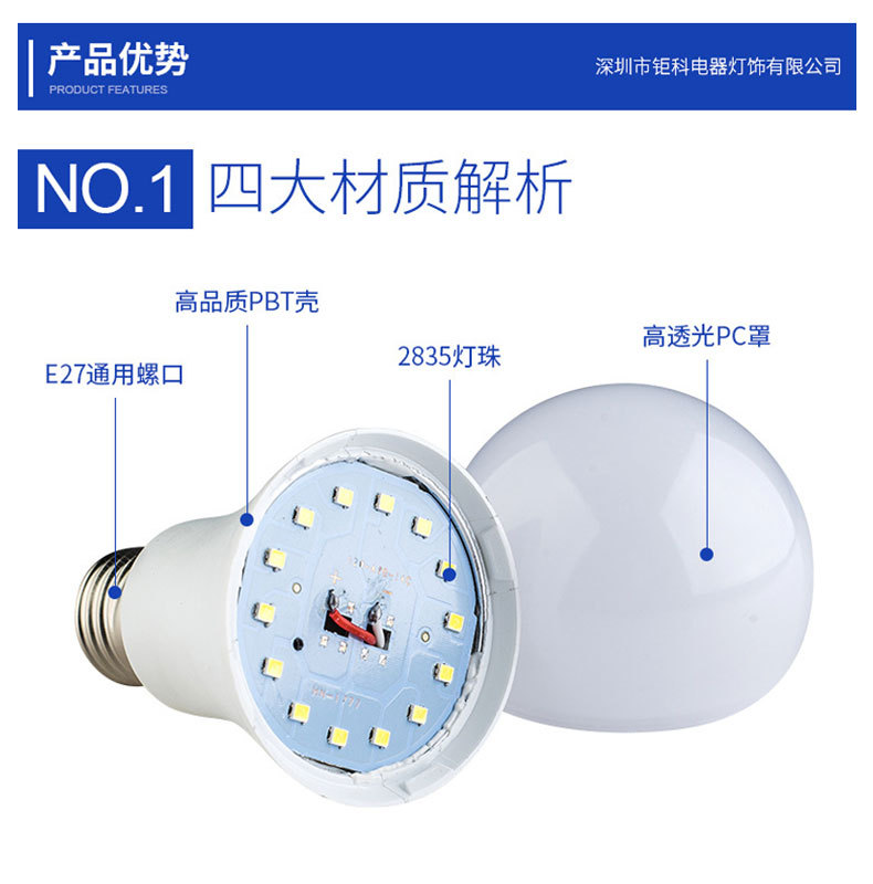 LED灯泡三色变光双色E27螺口球泡灯批发家用超亮110v220v节能恒流详情11