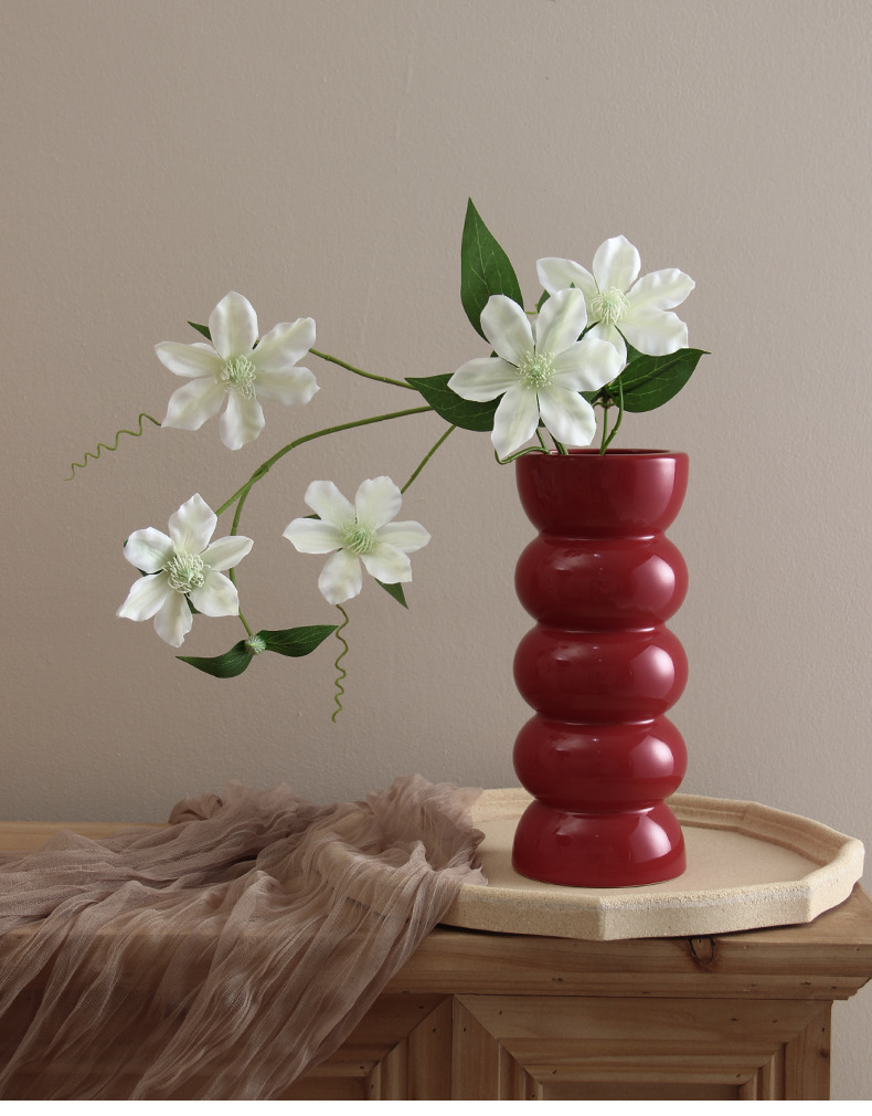 2023 new retro black simple ceramic vase, living room countertop decorative item, home TV cabinet, flower arrangement red vase pic 2