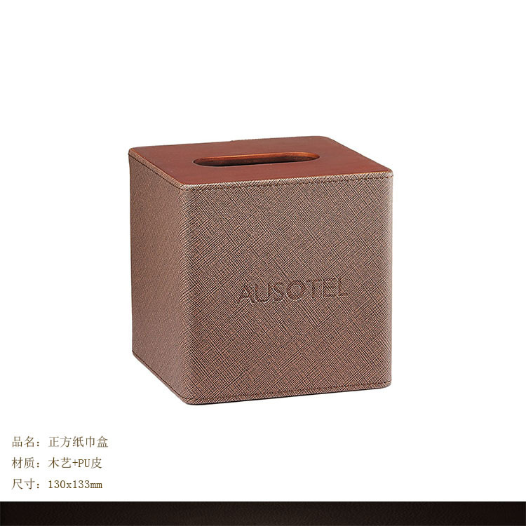 Factory direct sales of high-end leather hotel room tissue boxes, supplies boxes, tea compartments, trays, notepads and storage boxes pic 3