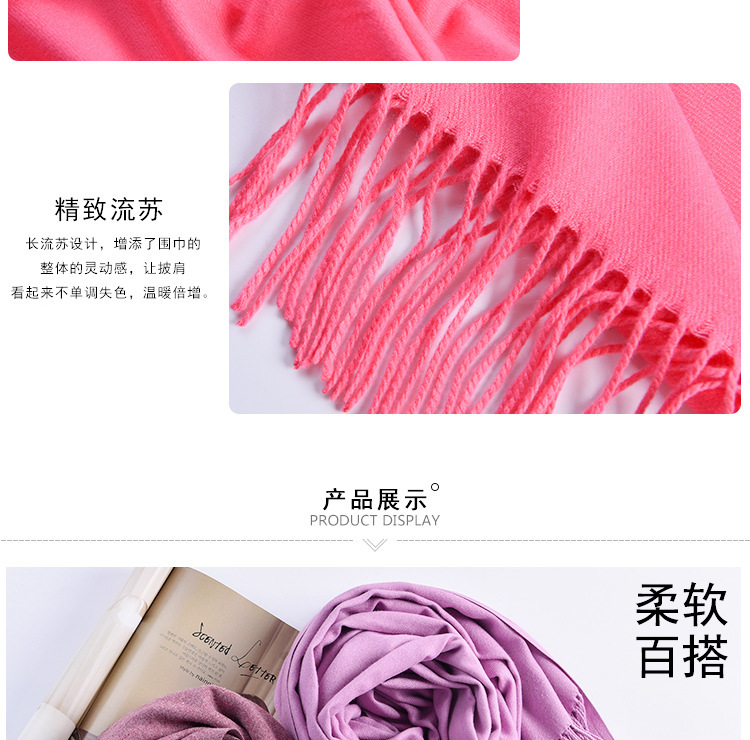 The new solid-color faux cashmere scarf for autumn and winter, with a big red LOGO and thickened warm shawl, is in stock and available for shipment pic 28