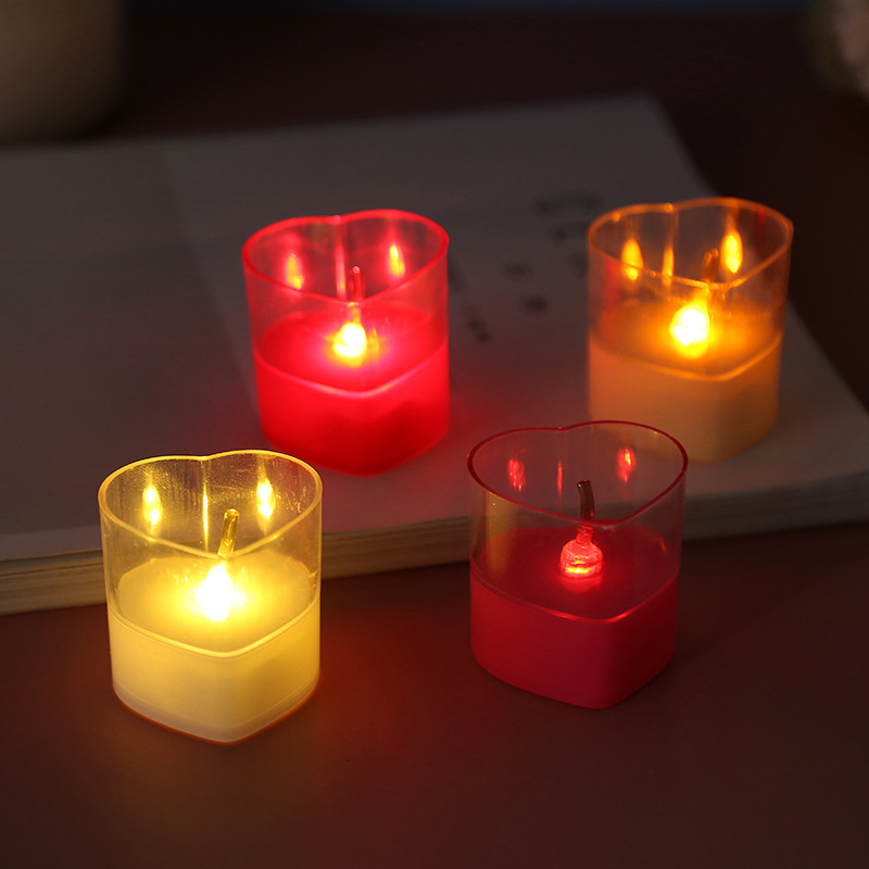 LED heart-shaped electronic candle lamp, heart-shaped candle decorative handicrafts and ornaments pic 5