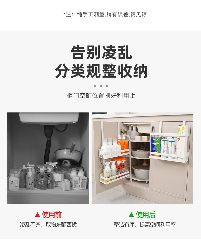 跨境厨房橱门置物架 保鲜膜懒人抹布挂架 家用清洁用品收纳挂篮详情16