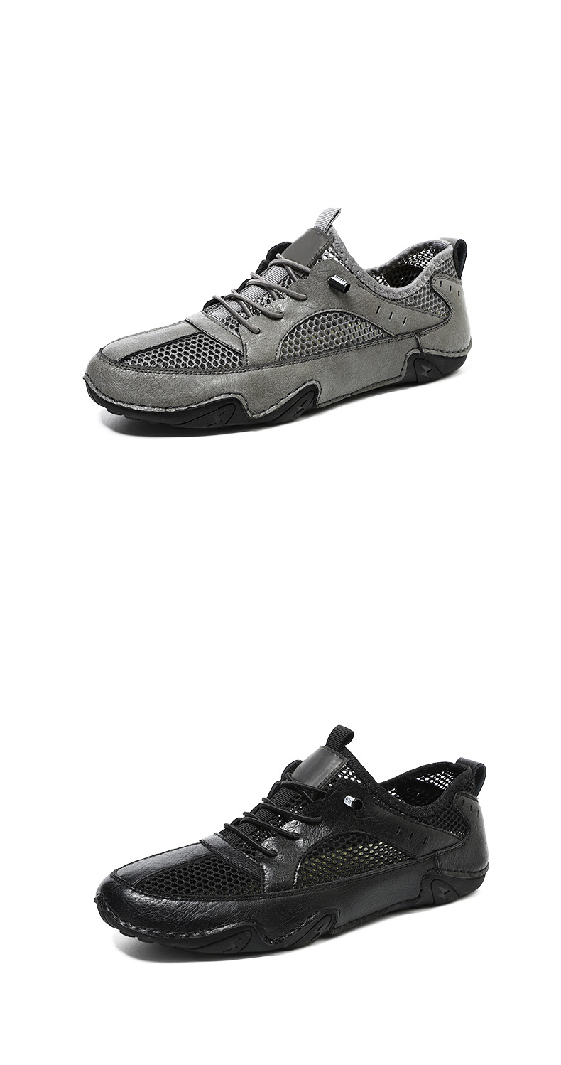 真皮牛皮跨境新款男士休闲运动鞋大码缝制透气网面鞋八爪鱼男鞋子详情43