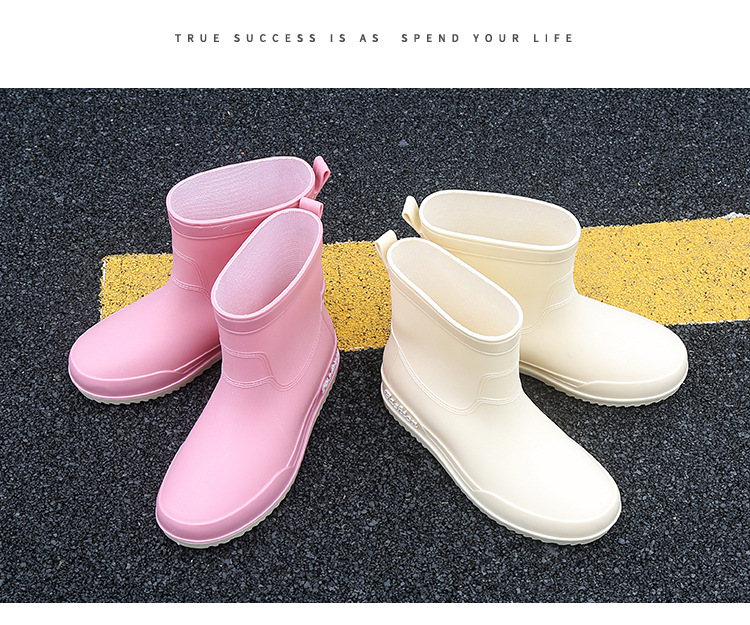 日系新款雨靴女士款短靴户外雨鞋厚底成人时尚款网红防滑加绒水鞋详情24
