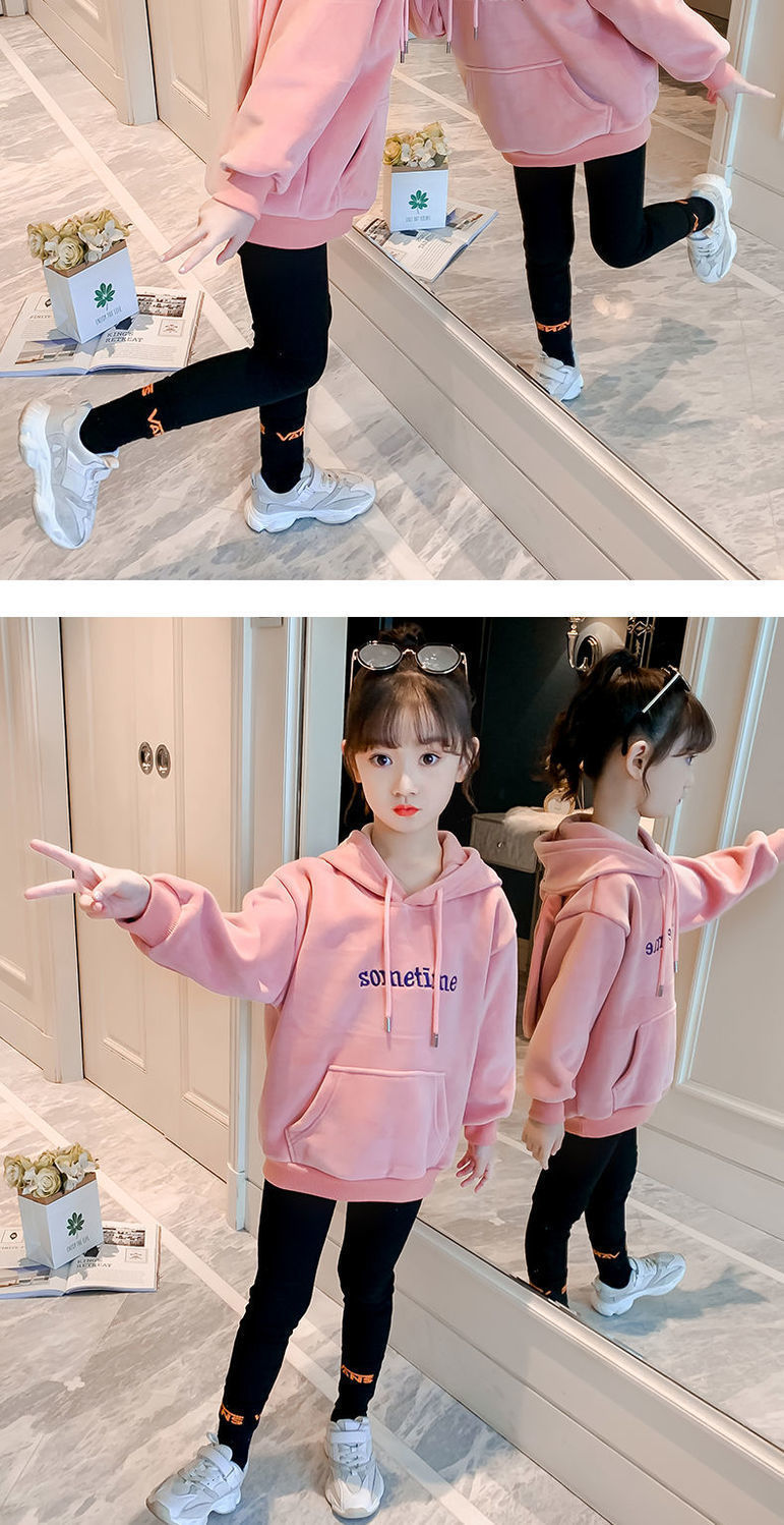 New plush and thickened hoodies for girls in autumn and winter. Stylish and warm tops for little girls and hoodies for big kids in winter pic 3