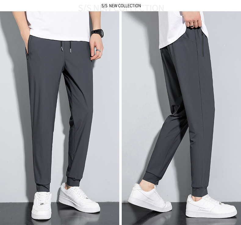 Verano 2022 nuevos pantalones casuales para hombres hielo seda transpirable suelto ligero elástico rápido seco nueve tallas pantalones para hombres tallas grandes pic 21