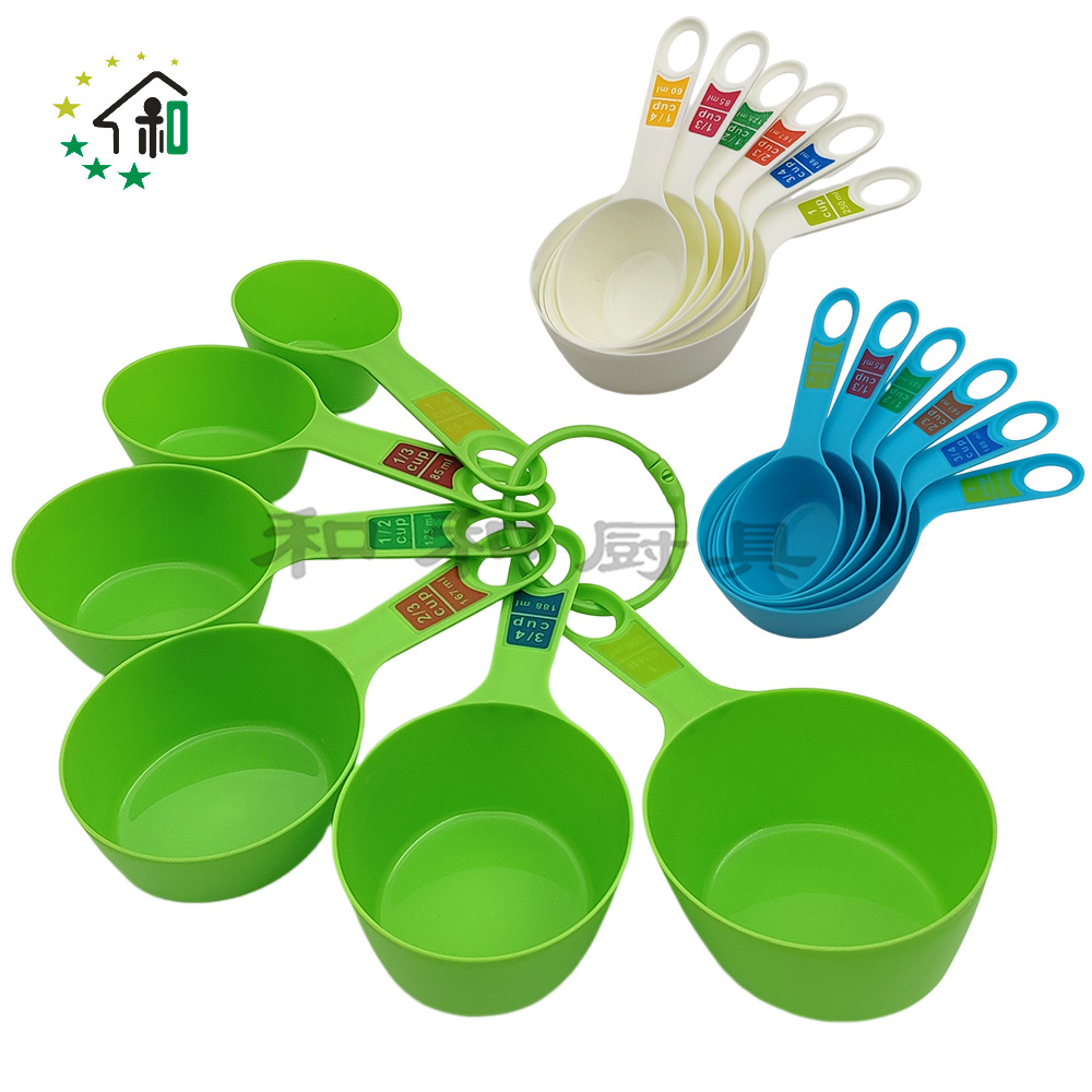 工厂供应6件套量杯量奶粉勺匙彩色塑料量勺量杯套装DIY烘焙小工具详情6