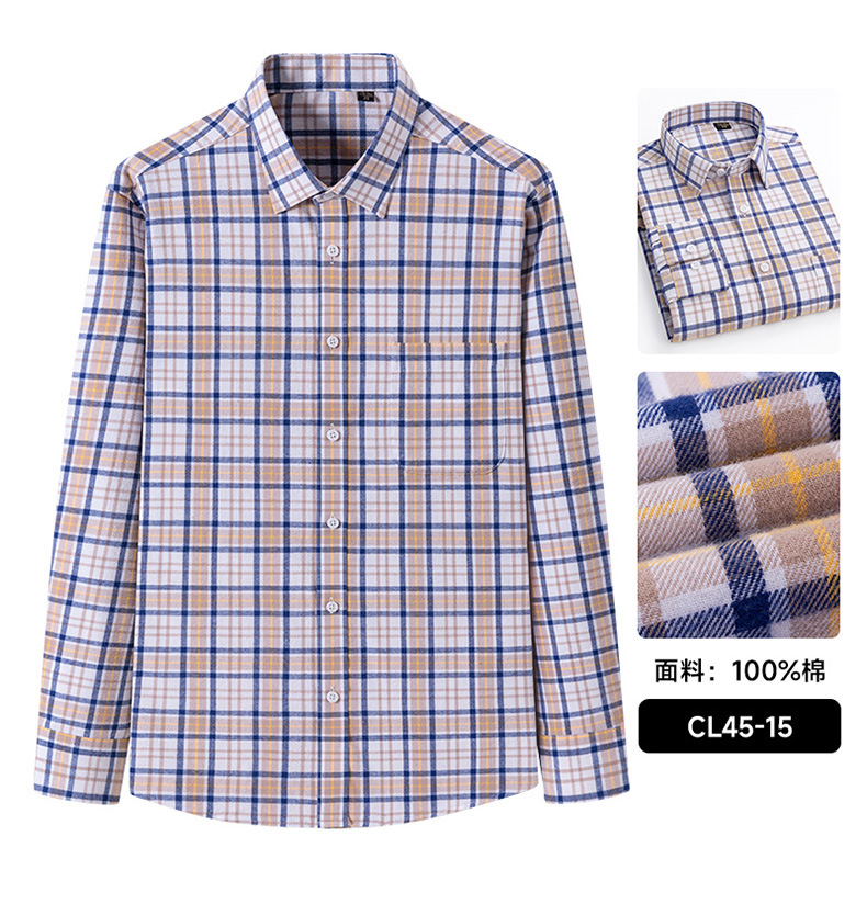 日系复古格子衬衫男长袖纯棉磨毛时尚休闲跨境外贸春秋新款潮衬衣详情35