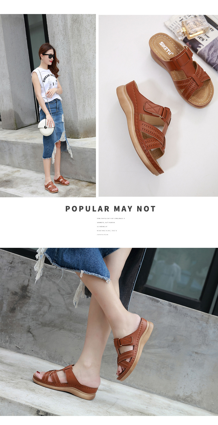 New European and American sandals for women, cross-border car line, mom shoes, large-sized sandals, wedge heel slippers, one-piece consignment pic 33
