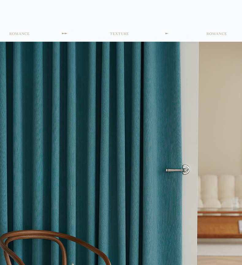 The 2022 new style of high-end, elegant, simple, modern, light-blocking, light luxury, high-temperature set and small fine wrinkle curtains for living rooms and bedrooms pic 37