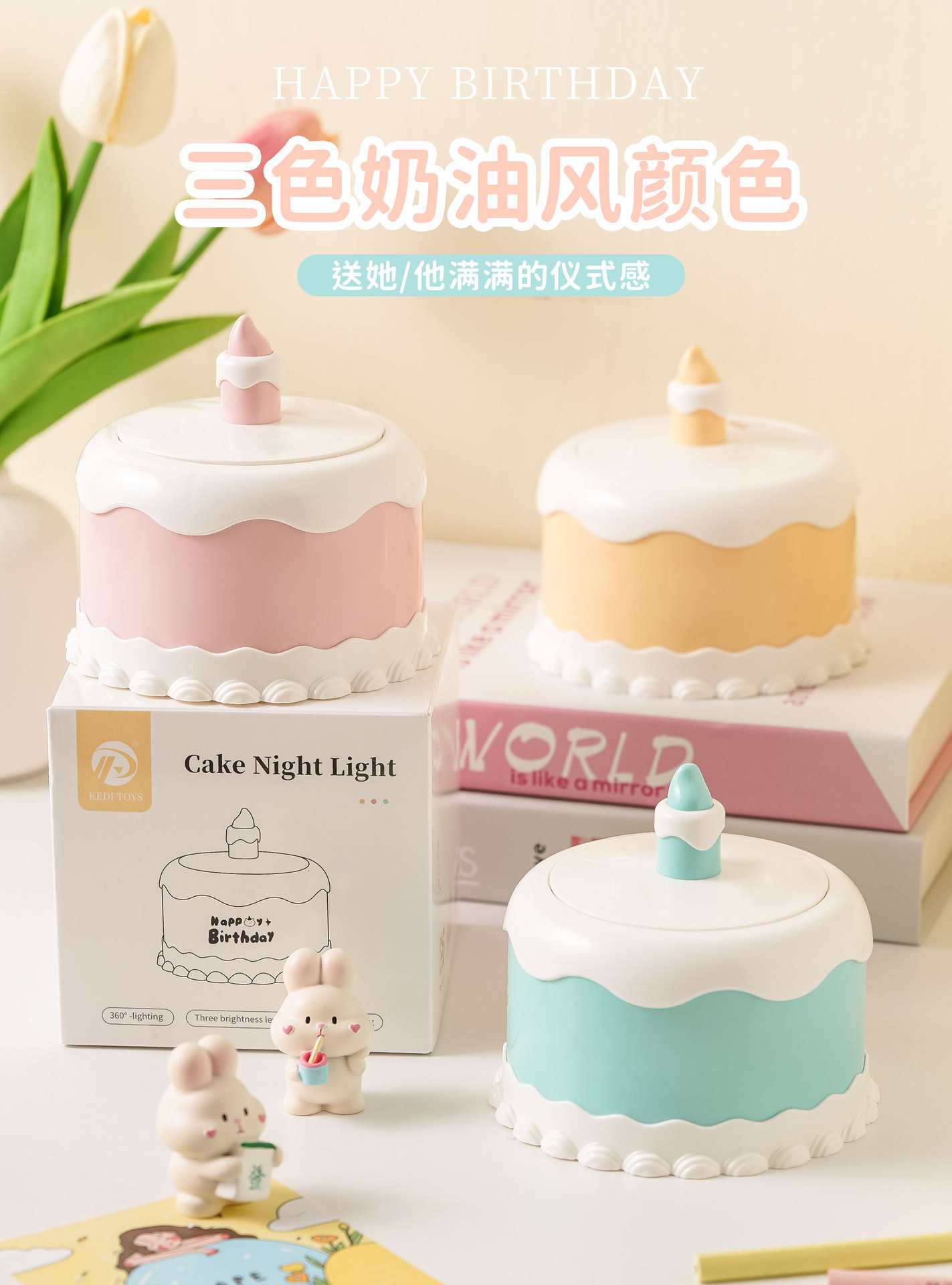 Cute and creative mini new cake desk lamp, bedside night light, student desktop study desk lamp pic 4