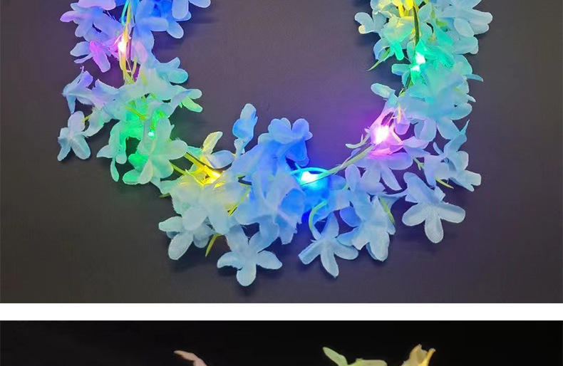 过年夜市景区森系花环发箍ins夏威夷丁香花头饰带灯发饰发光玩具详情7