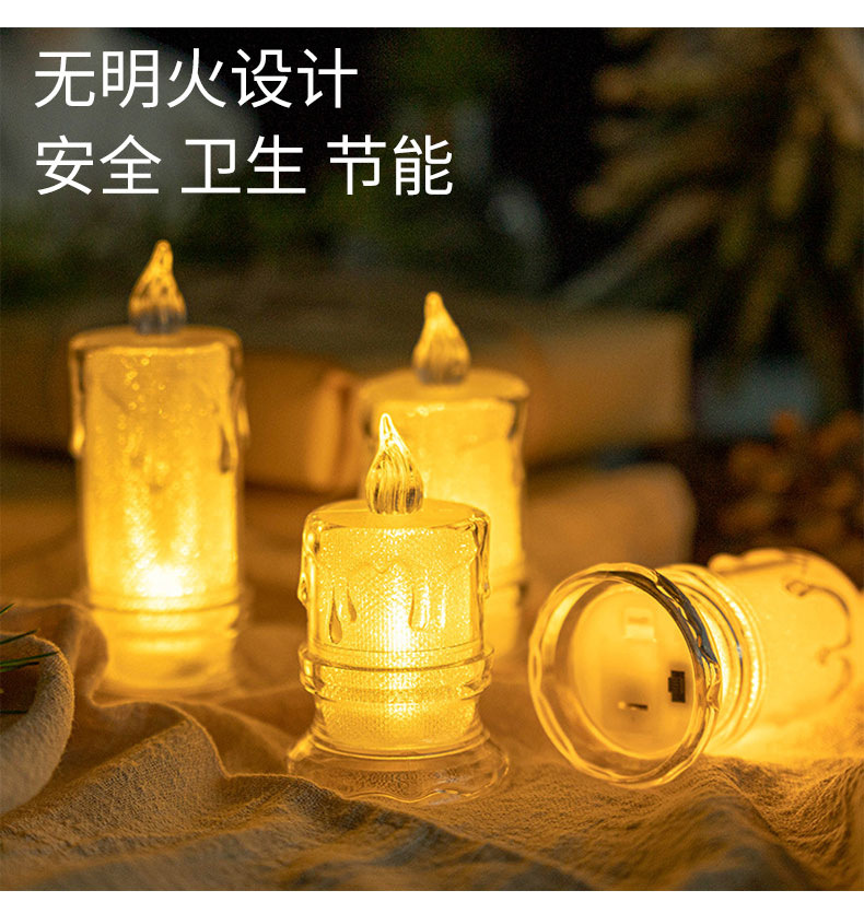Cross-border exclusive supply of smokeless lighting led electronic candle lamps wholesale, transparent small tea wax Christmas proposal decoration pic 4