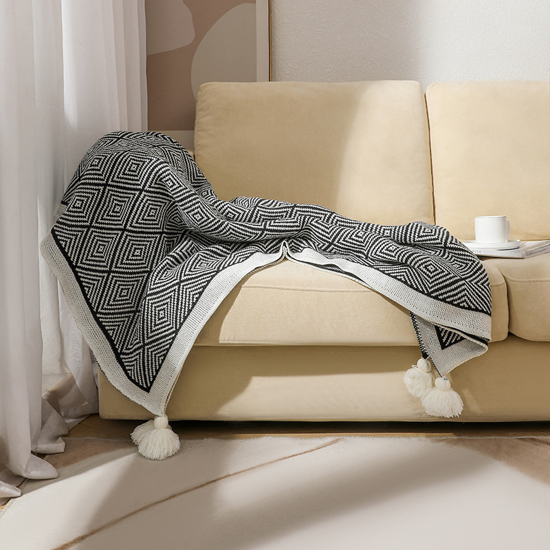 Bohemian windblown hair blanket, bay window blanket, knitted blanket, ethnic wave air conditioning blanket, tassel nap blanket pic 29