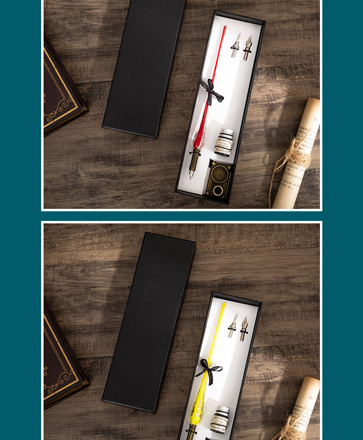 批发欧式玻璃蘸水笔沾水创意教师生日礼物可订 制LOGO琉璃钢笔详情7