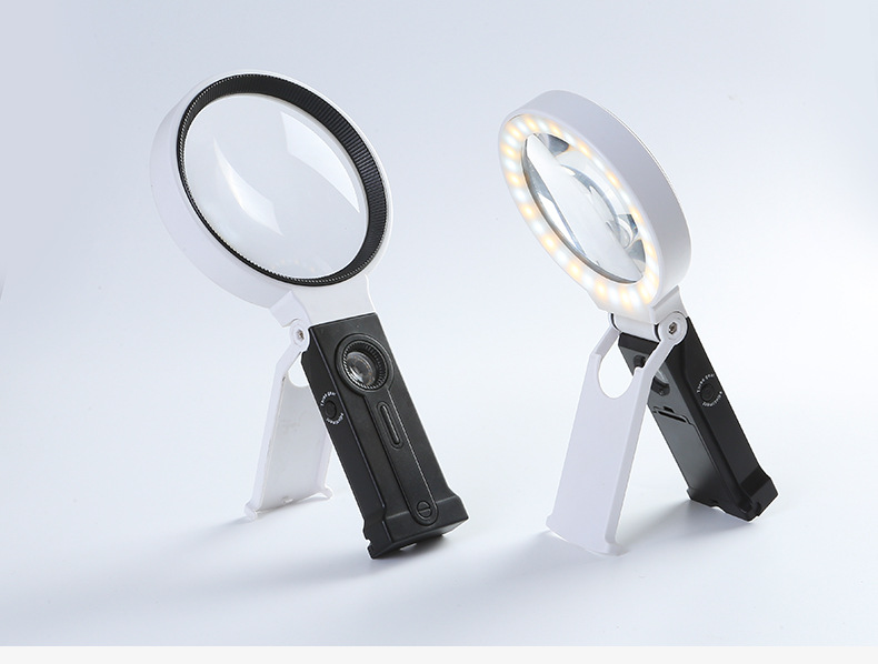 The new 7068 handheld folding dual-purpose magnifying glass with a lamp pic 14