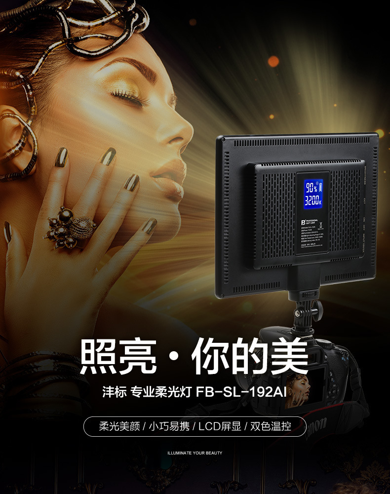 Fengbiao SL-192AI 19.5W fill light, built-in battery, photography light, beauty, portable phone fill light pic 1