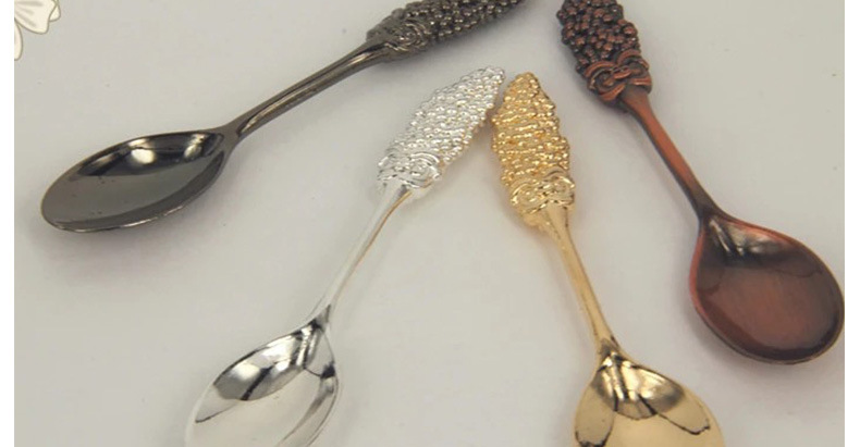 Exquisite xiaomi-shaped coffee spoon, retro spoon, alloy soup spoon, melon-shaped spoon (JY45), creative tableware decoration spoon, stainless steel dessert spoon, fruit spoon, ice cream spoon, spoon pic 27