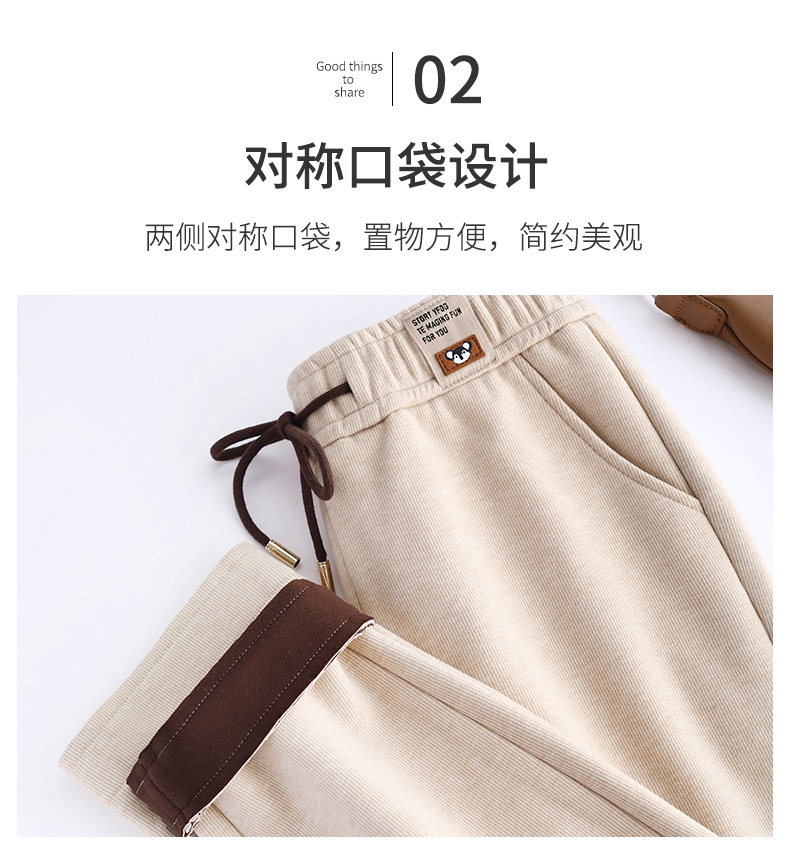 毛呢哈伦裤女秋冬2022高腰宽松显瘦系带加厚九分萝卜休闲小脚裤详情21