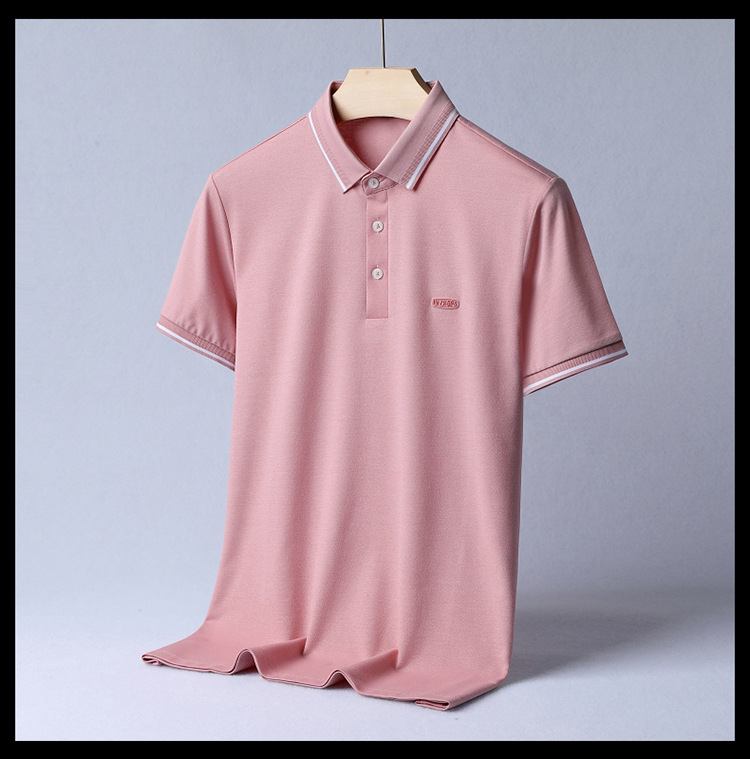 Lujo gran marca hombre morera seda manga corta polo verano 2024 nuevo medio y joven casual color sólido camiseta de gama alta pic 26