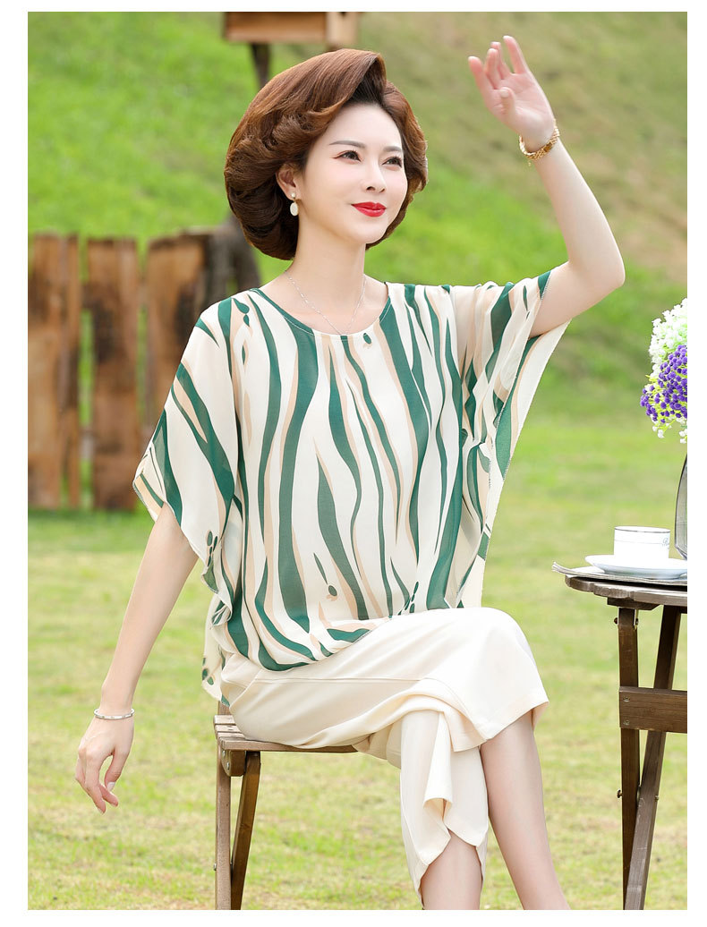 中年妈妈夏装短袖女套装中老年人两件套胖妈妈大码洋气2024新款详情14