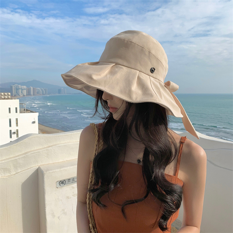 女夏秋天大檐遮脸防紫外线太阳帽可折叠渔夫帽日本UV网红防晒帽子详情2