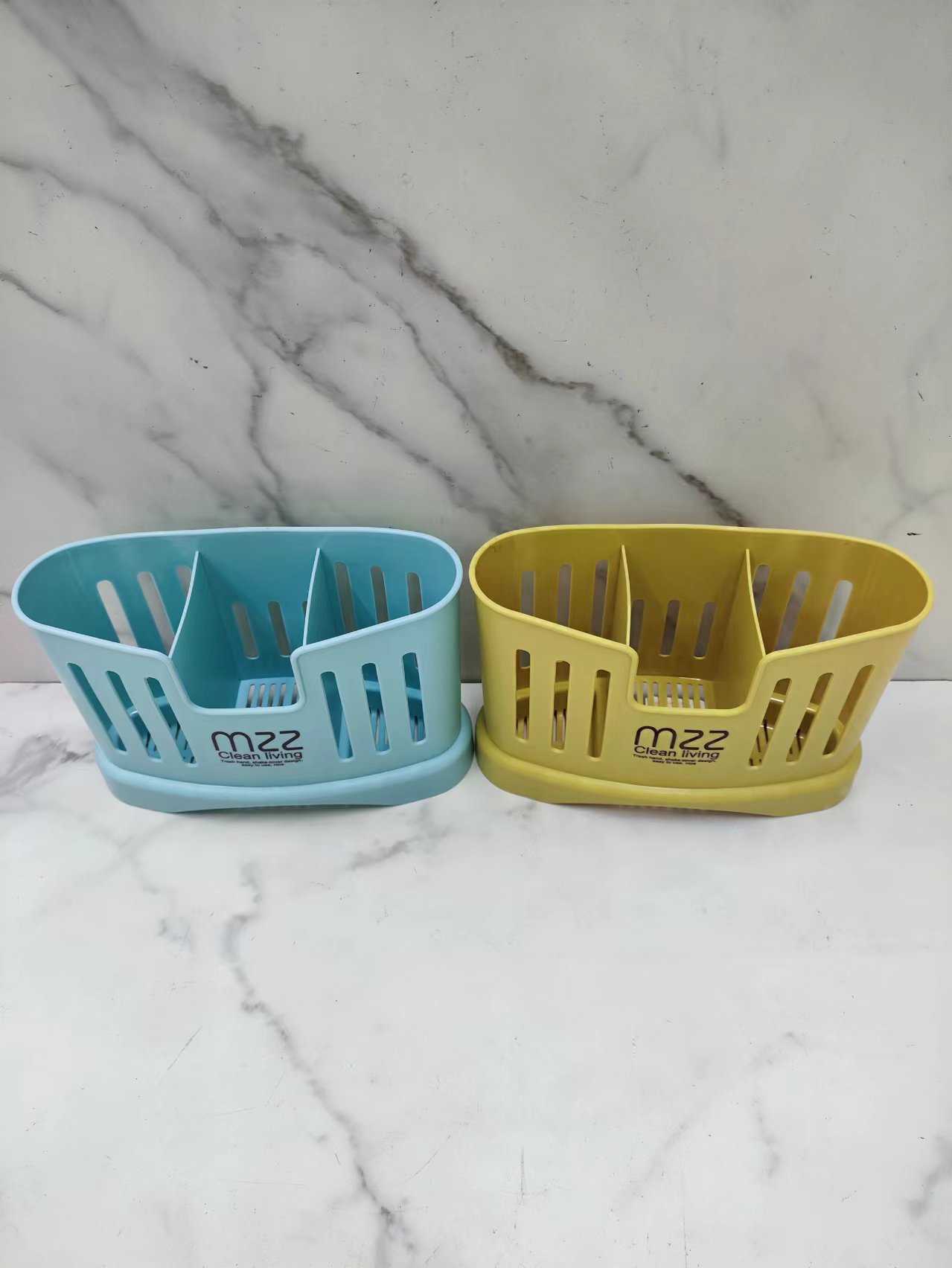 New type of plastic pen holder chopstick cage two-compartment chopstick stand can drain water 筷笼 plastic room cutlery cage pic 2
