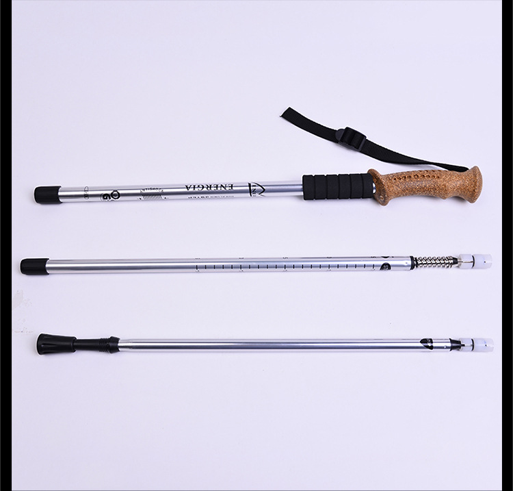 户外小号软木登山杖 轻伸缩折叠杖直柄手杖徒步爬山拐杖详情14