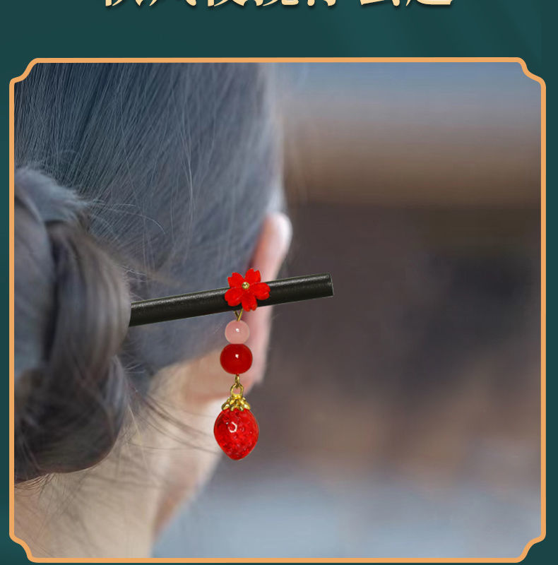Ancient-style simple wooden hairpin tassel step hairpin, imitation ebony wood headpiece, updo Hanfu accessory, ancient-style hairpin for women pic 4