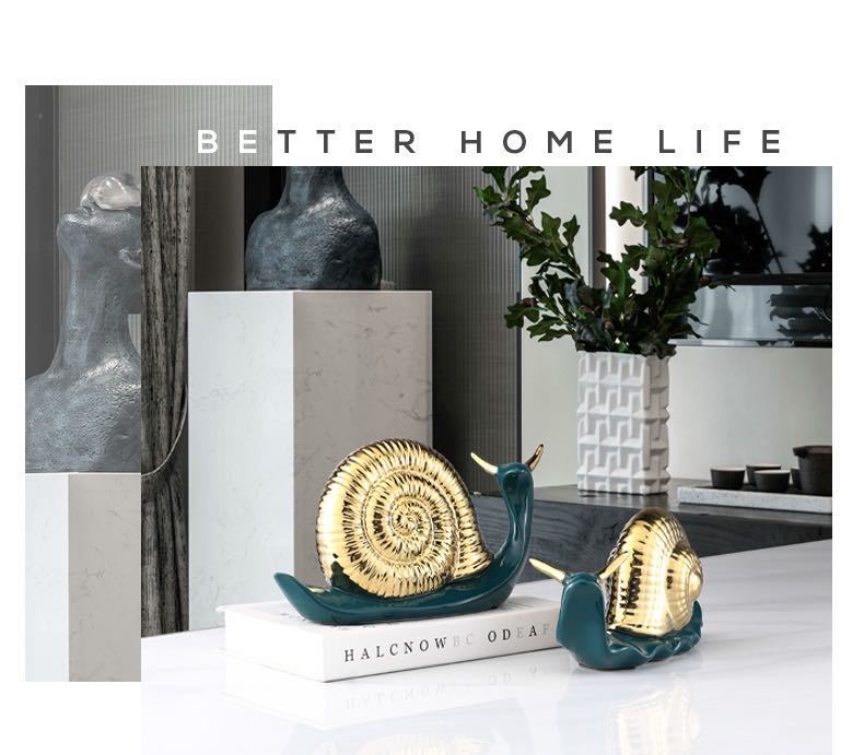 Creative ornaments, snail decorations, cute bedroom shelves, bookcases, bookcase trinkets, ceramic handicrafts pic 1