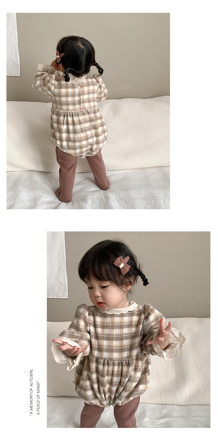 儿童加厚冬季衣服宝宝外出服2023秋冬装韩版加绒格子包屁裙详情11
