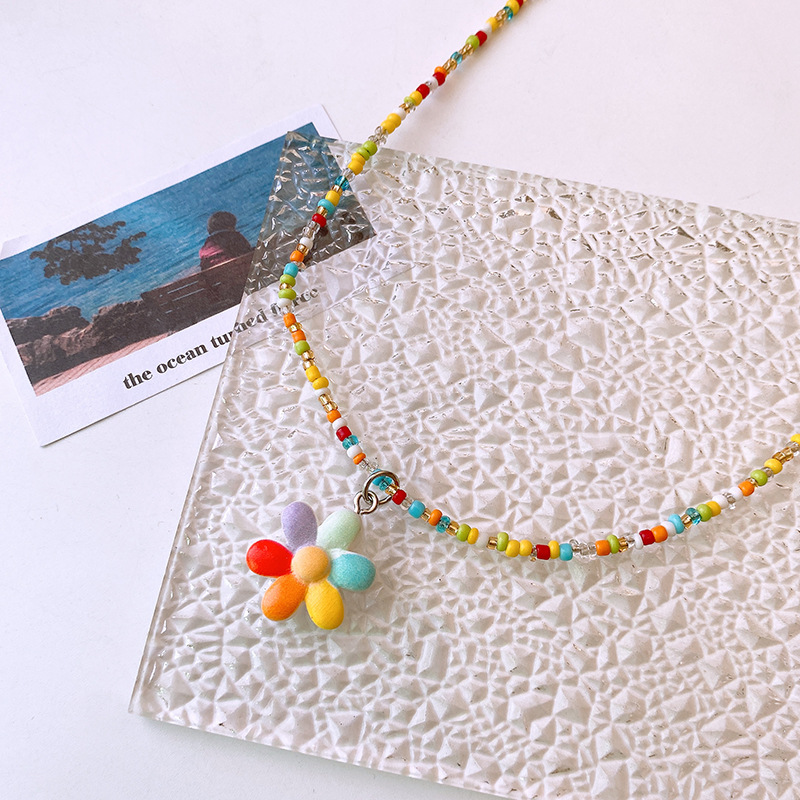 日韩彩色串珠项链童趣卡通可爱儿童蝴蝶爱心锁骨链多巴胺少女饰品详情25