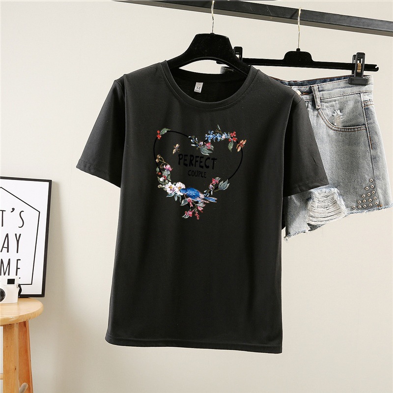 2023夏季新款韩版短袖t恤女潮学生休闲圆领上衣大码女装跨境外贸详情8