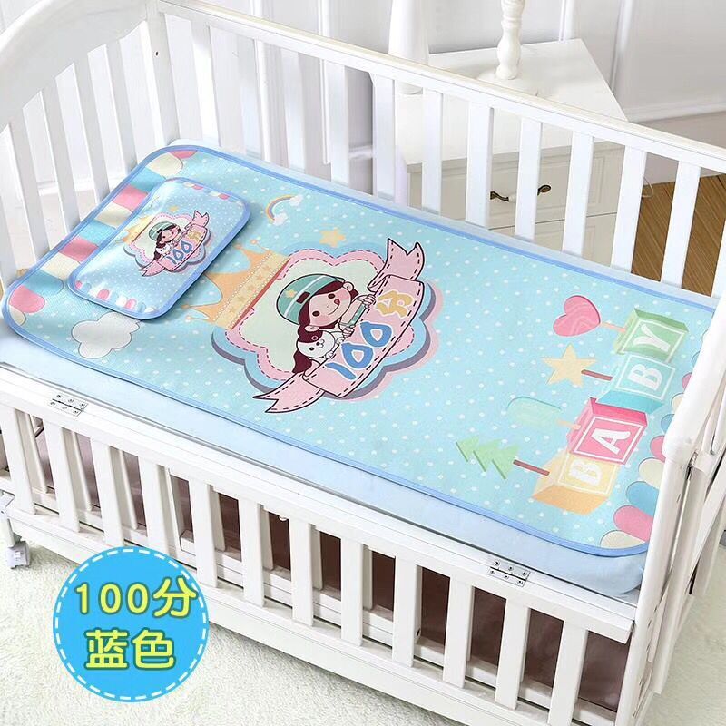 婴儿凉席带枕头新生儿冰丝席儿童夏季午睡席透气 婴儿床宝宝凉席详情2