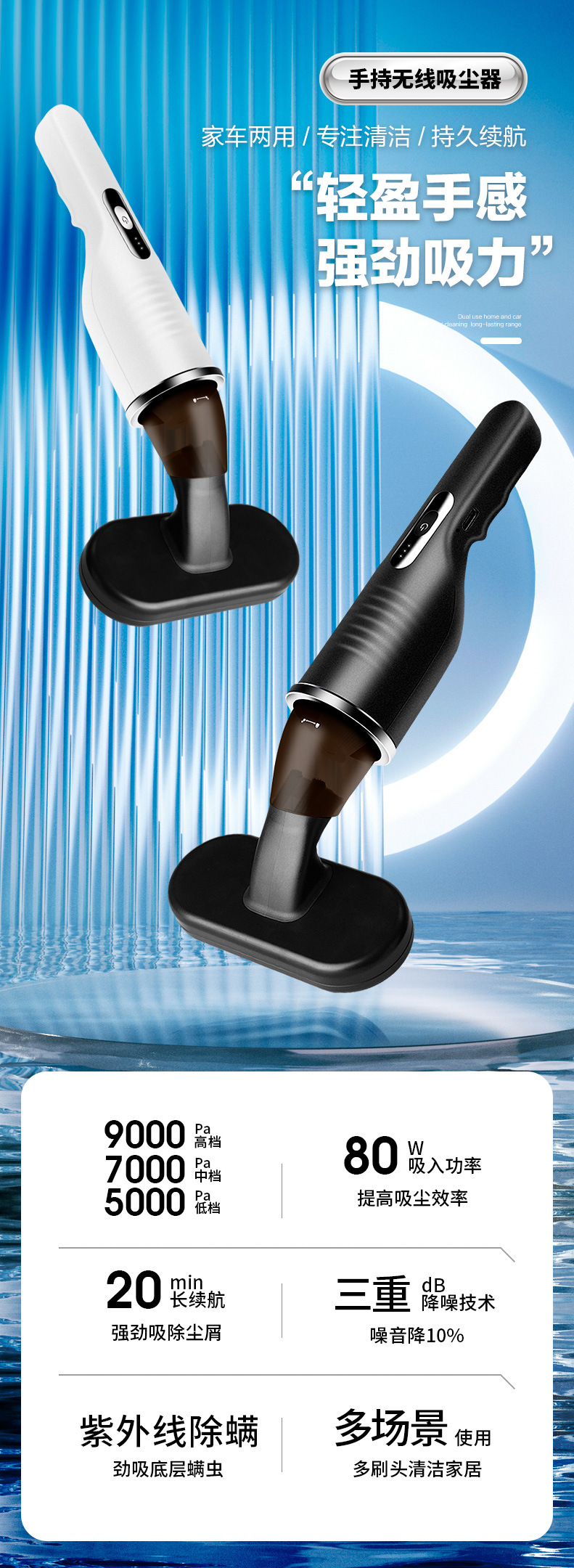 Household car vacuum cleaner, handheld high suction power mite removal integrated handheld rechargeable wireless vacuum cleaner pic 1