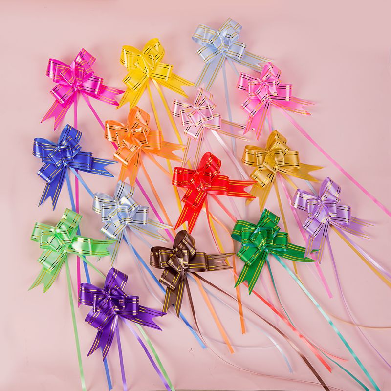 跨境18mm金葱手拉花单色磨砂水晶抽花蝴蝶结手拉花礼品包装包邮详情19