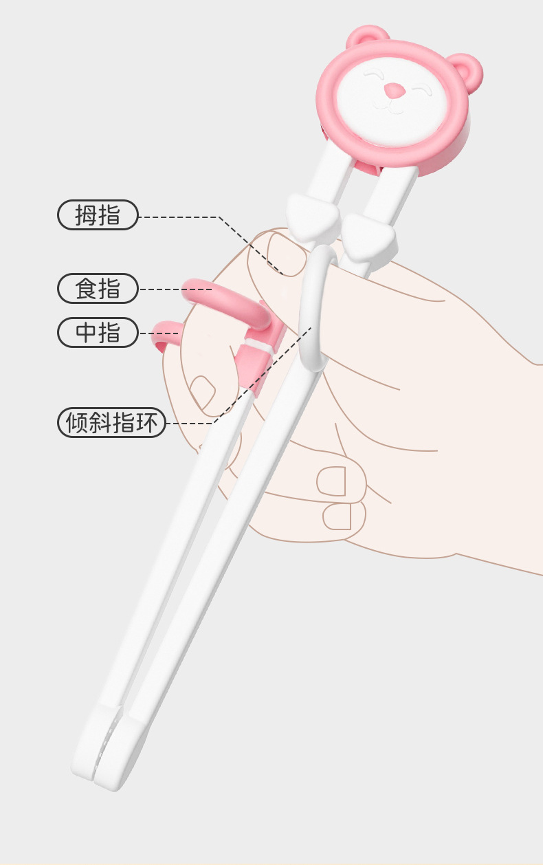 儿童训练筷宝宝1-2岁练习矫正卡通学习筷食品级立体筷子餐具喂养详情3