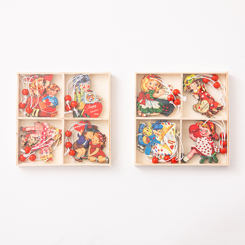 跨境新品情人节木质装饰品挂件 爱心情人节派对场景布置悬挂装饰详情7