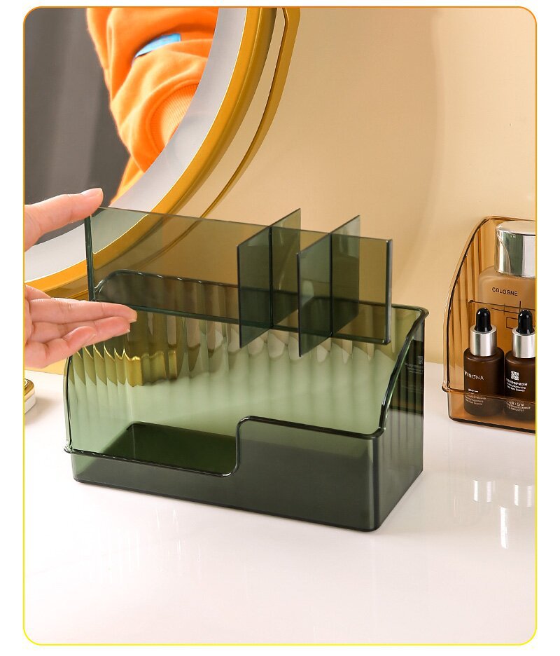 Light luxury multi-cell division desktop cosmetics storage box acrylic rectangular finishing box dresser skin care products pic 8