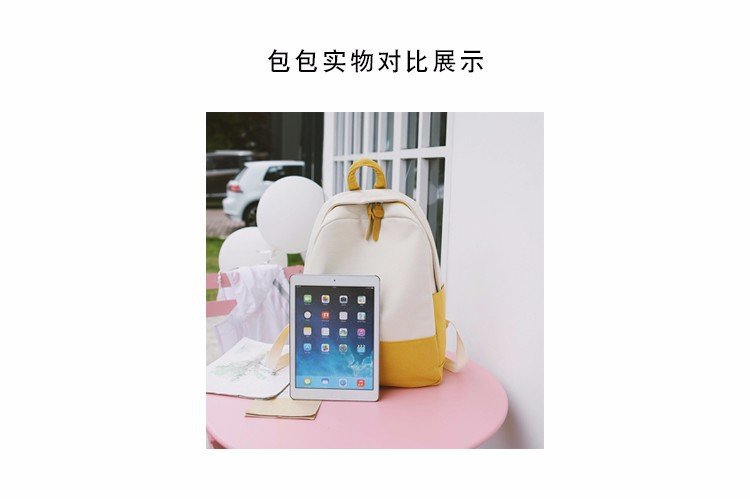 Factory wholesale of college-style, fresh, artistic, simple and versatile canvas backpacks, color-matched schoolbags for middle school best friends pic 9